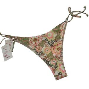 Roxy Canarias Bikini Swim Bottoms Oil Green Wild Flower NWT Women’s Size Large